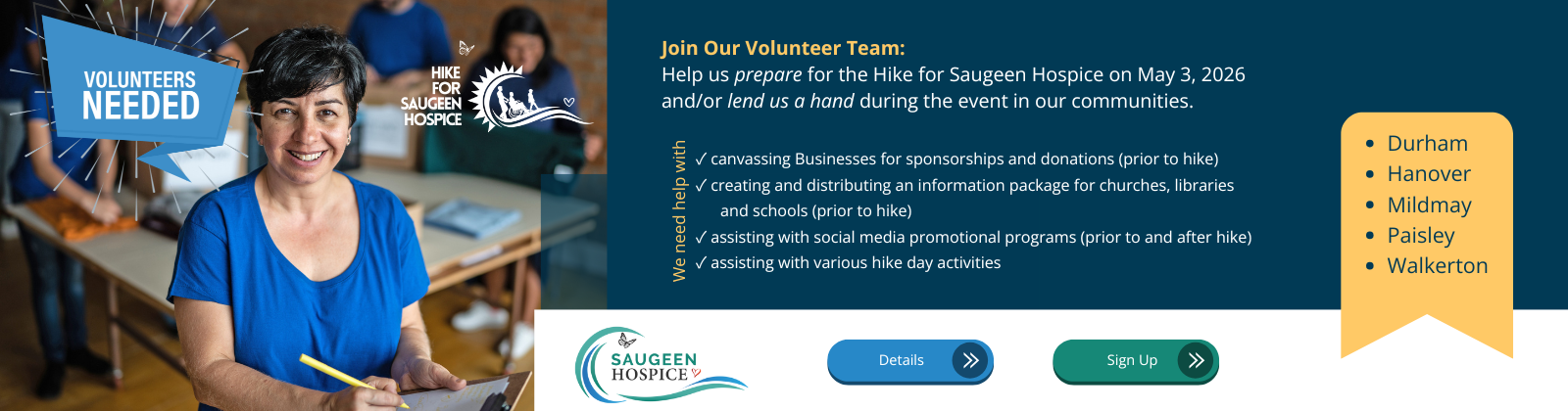 Hike for Saugeen Hospice 2026 - Volunteers needed
