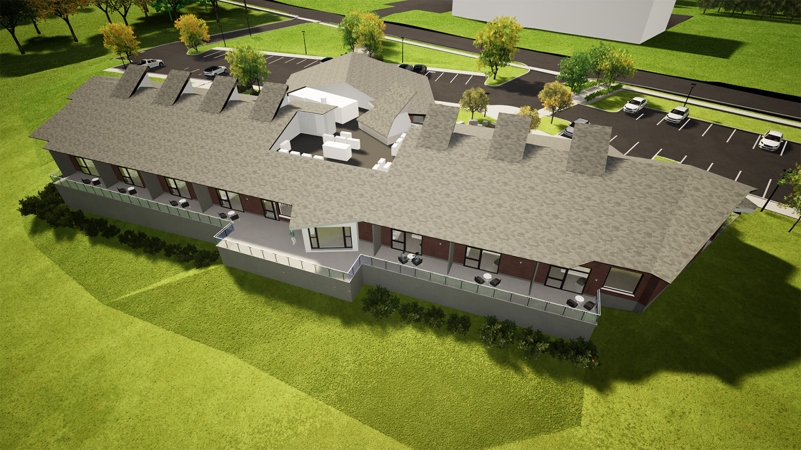 Aerial view of the rear
